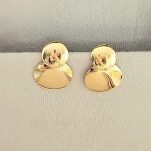 Brinco ouro 2 bolas lisas 1 grande e 1 pequena