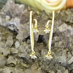 brinco ouro argola duas estrelas penduradas