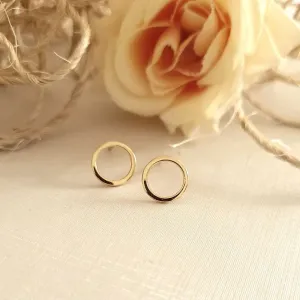 brinco ouro circulo liso vazado médio