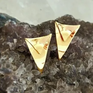 brinco ouro triangulo contrario duplo liso