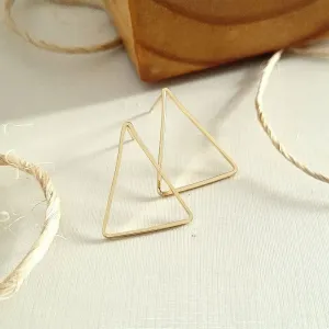 brinco ouro triangulo liso vazado