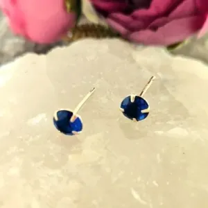 brinco ponto de luz bolinha cristal azul escuro