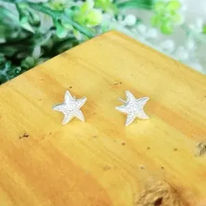 brinco prata estrela do mar desenhada pequena