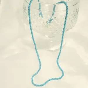 colar choker fino esmaltado azul claro