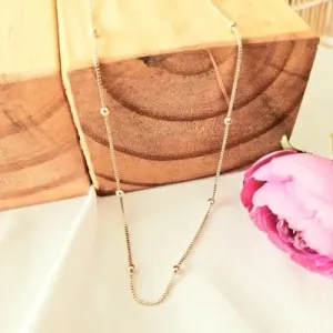 Colar ouro bolinhas lisas intercaladas corrente veneziana