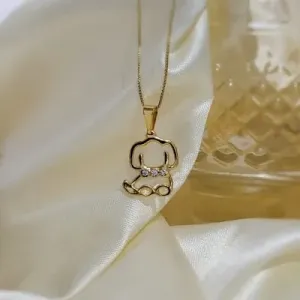 colar ouro cachorrinho detalhes vazados