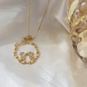 colar ouro filhos mandala escrita love com 2 meninas