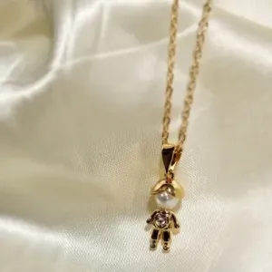 colar ouro filhos menino cabeça perola
