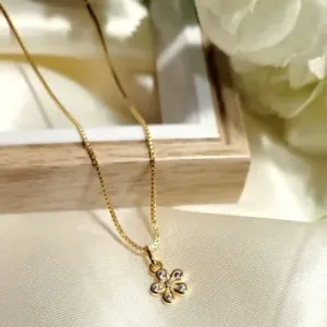 colar ouro mini flor