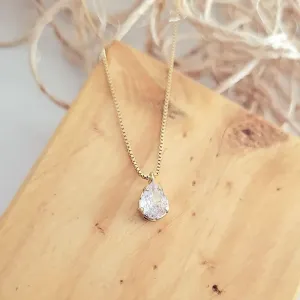 colar ouro ponto de luz gota cristal