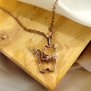 colar ouro rose gato vazado coleira zirconia rose