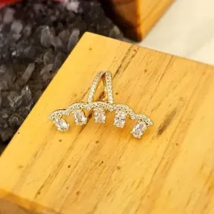 piercing ouro ear cuff 5 ovais cristais todo cravejado