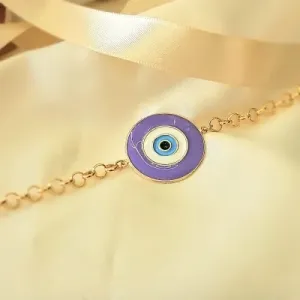 pulseira ouro olho greco grande roxo