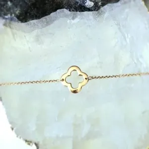 pulseira ouro rose meio trevo aberto