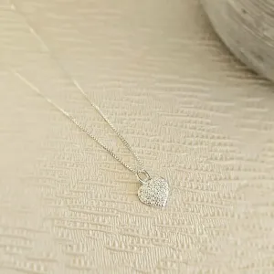 colar prata coração cravejado cristal