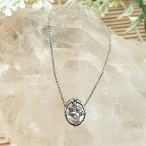 colar rodio gravata ponto de luz oval cristal