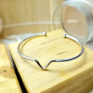 Pulseira bracelete rodio com detalhe liso
