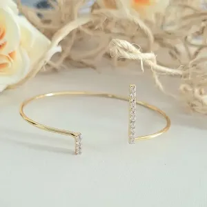 pulseira ouro bracelete com fileiras de zircônias cristais