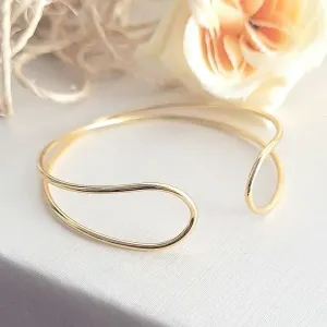 pulseira ouro bracelete dupla lisa em X
