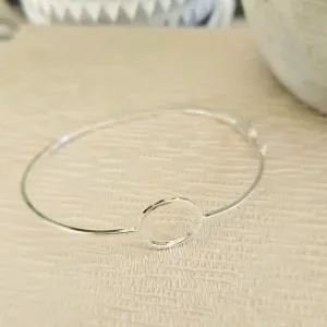 pulseira prata bracelete oval com circulo vazado