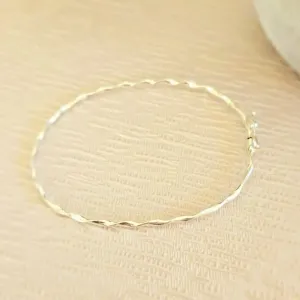pulseira prata bracelete oval torcido