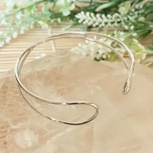 pulseira rodio bracelete dupla lisa em X