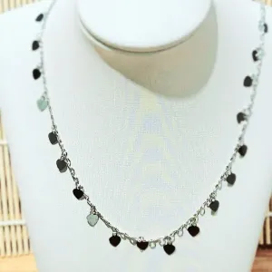 colar choker rodio coração chapado