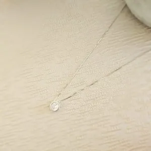 colar prata ponto de luz circulo cristal 7mm com borda