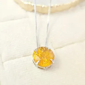 Colar rodio ponto de luz laranja