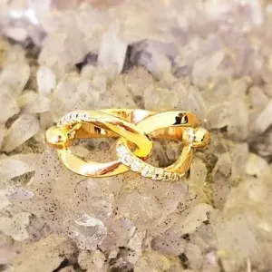 anel ouro elo cravejado zirconia branca