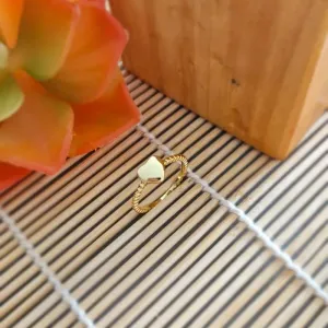 anel ouro aro bolinha e coração chapado liso