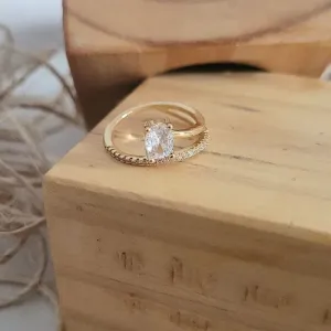 anel ouro solitário oval 2 voltas