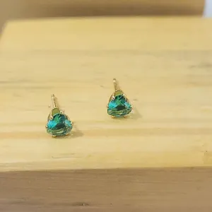 brinco ouro coração verde medio