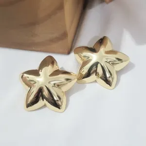 brinco ouro estrela abaulada lisa