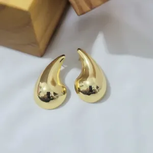 brinco ouro gota abaulada lisa