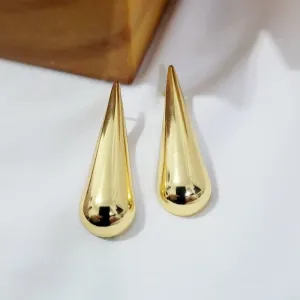 brinco ouro gota alongada lisa