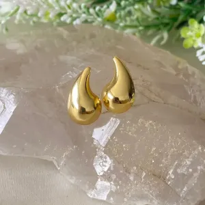 brinco ouro gota lisa