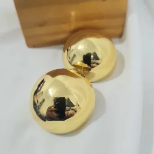 brinco ouro meia bola lisa