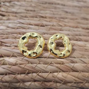 brinco ouro orgânico martelado