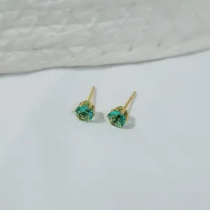 brinco ouro redondo verde claro
