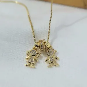 colar ouro casal cravejado cristal