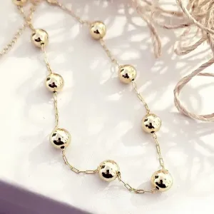 colar ouro choker bolas lisas