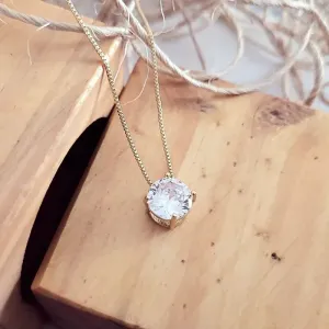 colar ouro ponto de luz 10mm cristal