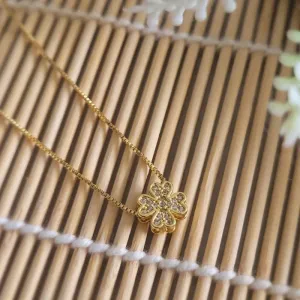 colar ouro trevo 4 folhas cravejado cristal