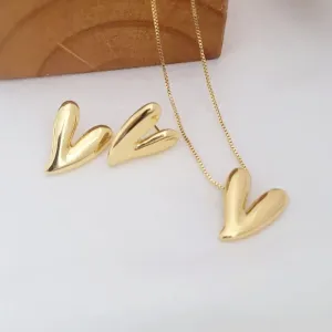 conjunto ouro coração liso