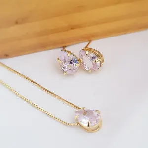 conjunto ouro ponto de luz gota cristal
