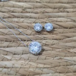 conjunto rodio ponto de luz redondo cristal