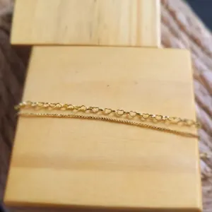 pulseira ouro dupla veneziana e corrente coração
