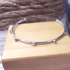 pulseira rodio bracelete ponto de luz e bolinha lisa
