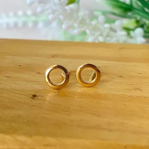 brinco ouro circulo liso vazado mini
